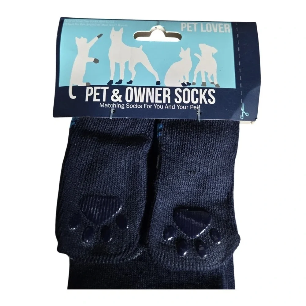 Pet & Owner Socks Navy Blue Dog Dad Matching Set Adult Size 10-13 Small Breed